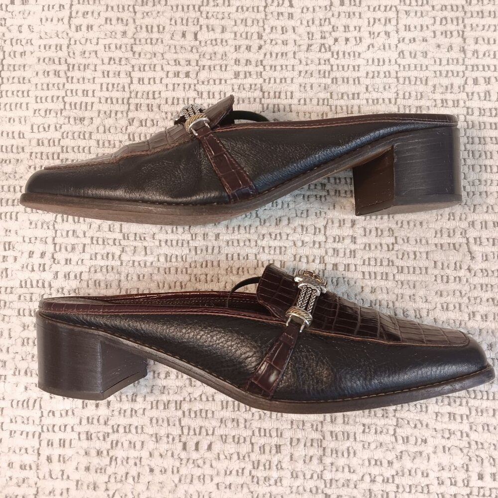 Brighton 'Sierra' Women's Croc Print Leather Mule Slides Made In Italy Sz 8.5 M - Picture 6 of 13